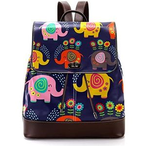 Gepersonaliseerde casual dagrugzak tas voor tiener olifant paarse schattige schooltassen boekentassen, Meerkleurig, 27x12.3x32cm, Rugzak Rugzakken