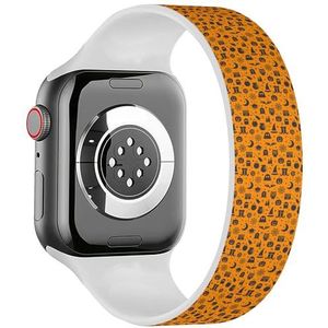 Solo Loop Band Compatibel met All Series Apple Watch 38/40/41mm (Halloween Kleurrijk Oranje Zwart) Rekbare Siliconen Band Strap Accessoire, Siliconen, Geen edelsteen