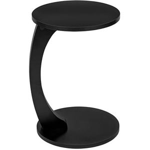 Luxora® Bijzettafel C-vorm met wieltjes, ronde salontafel in zwart, kleine zijtafel, te gebruiken als salontafel, telefoontafel, bedtafel, laptoptafel en koffietafel (zwart)