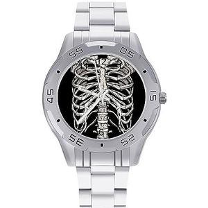 Skelet Ribcage Bone Heren Polshorloge Mode Sport Horloge Zakelijke Horloges met Roestvrij Stalen Armband, Stijl, regular