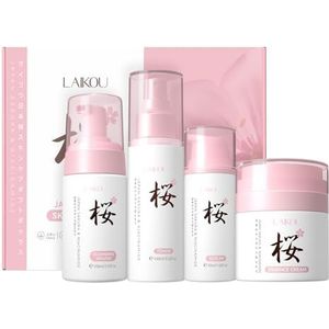LAIKOU Sakura Huidverzorgingssets & -kits, 4 stuks Huidverzorgingsset, Cadeauset Voor Tienermeisjes Dames Reisset Voor Alle Huidtypes