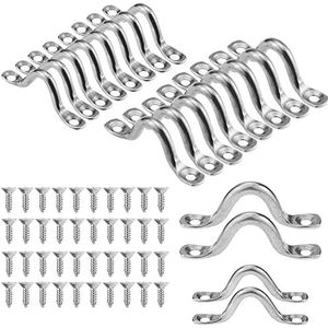 Prmape 20 stuks Fenderoogjes, 304 roestvrij stalen pad eye, ogen om te schroeven, kajak pad oogriemen, spatogen met 40 schroeven voor Kayak Canoe Rigging (4 mm, 5 mm)