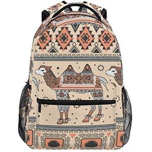 Rootti Rugzak Tas Vintage Camel Patroon Daypack Canvas School met Reizen Boekentas Rugzak voor Tiener Jongens Meisjes Mannen en Vrouwen