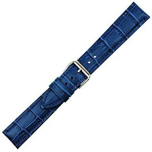 RECHERE Vervanging Lederen Horloge Band Strap Alligator Krokodil Graan Pin Gesp Zwart Bruin Blauw Wit Rood, Blauw, 16mm, Modern