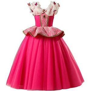 Kinderkostuum Meisje Prinses Aurora Doornroosje Jurk 3-11 Jaar (120, Only Dress)