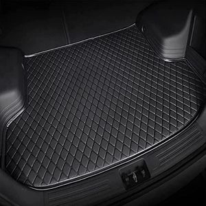 Auto Lederen Kofferbakmatten voor Porsche Cayenne E-Hybrid 2018-2022 2023 2024 2025, Waterdicht Anti-Kras Anti-Slip Bagagebak Beschermer Pad Interieur Accessoires,Black