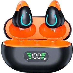 Draadloze Bluetooth Oortelefoon Clip Mini Hoofdtelefoon Oplaadbare Hoofdtelefoon Sport Bone Driving Headset Oefening Rijden Wandelhelm (Zwart Oranje)