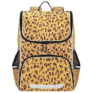 Luipaard bruin oranje kunst kinderrugzak boekentas rugzakken hoge capaciteit schouder student boekentassen voor meisjes jongens, Patroon., Medium
