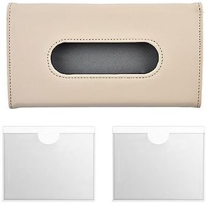 1 stuks auto-zakdoekbox (zonder zakdoek), geschikt voor autozonneklep, rugleuning, kofferbak, lederen zakdoekbox voor de auto, met 2 kaarthouders