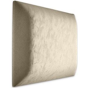 Muralo Fluwelen wandkussen, hoofdbord, met stof bekleed paneel, modern, luxe, voor in de slaapkamer of woonkamer, 30 x 30 cm, crème