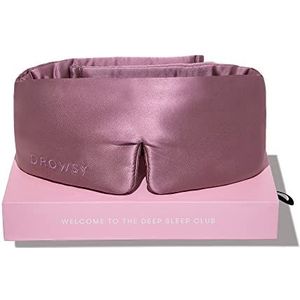 DROWSY Zijden slaapmasker met zachte bekleding voor luxe slaap in totale duisternis (damastroos)