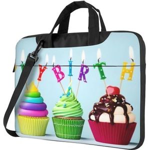 OPSREY Kleurrijke Gelukkige Verjaardag Cupcakes Gedrukt Laptop Tas Ultradunne Laptop Sleeve Draagbare Computer Beschermende Tas