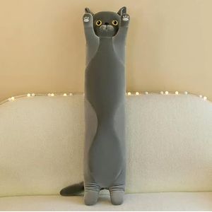 Giant Long Cat Plush Pillow Kawaii Soft Stuffed Toy Plushies Squishy Sofa Cushion Decor Birthday Gifts For Boys Grey 70cm 9