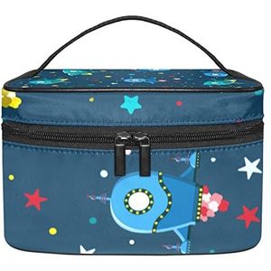 Make-up Organizer Bag, Reizen Make-up Tas Organizer Case Draagbare Cosmetische Tas voor Vrouwen en Meisjes Toiletartikelen Universum Ruimteschip Sterren Patroon, Meerkleurig, 22.5x15x13.8cm/8.9x5.9x5.4in