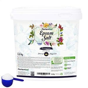 Nortembio Epsomzout 100% Puur 5,6 kg Geconcentreerde Magnesiumbron | Voor de Gevoelige Huid | Met Hydraterende Vitamine C en E | Zonder Additieven, Natuurlijk Extern Gebruik + Gratis eBook