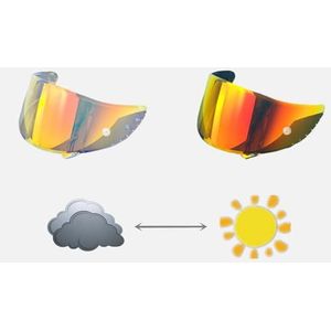 Motorhelm vizier lens, Helmvizier, CWR-1 gezichtsscherm vervangend Z7 UV-beschermend krasbestendig helmvizier for Z7 RF-1200 NXR X14 RF-SR X-Spirit (goud)(Photochromic Revo Red)