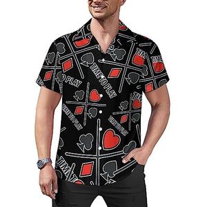 Playing Poker Card Heren Casual Button-Down Shirts Korte Mouw Cubaanse Kraag Tees Tops Hawaiiaans T-shirt S