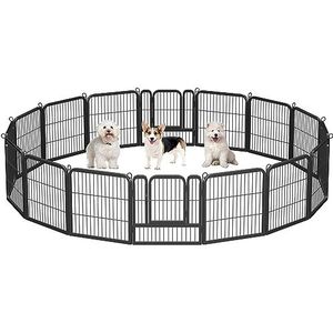 Yaheetech 16-delige hondenren 63 cm hoog, hondenhek met 2 deuren, puppyren voor tuin, automatische vergrendeling, flexibel en opvouwbaar, voor hond, kat, puppy, konijn, cavia's