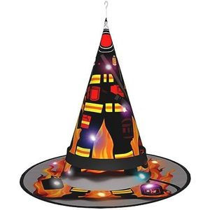 OdDdot Brandweerman Brandweerman Heksenhoed - LED gekleurd licht, geschikt voor Halloween, Kerstmis, rollenspel en meer