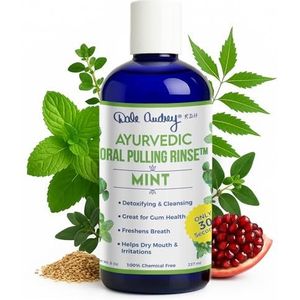 Ayurvedic Orale Pulling Rinse by Dale Audrey, NEW COOL MINT FORMULA, with neem, mirre, clove & Oregano. 8oz (1,5 maand-1 tsp) Natural & Organic by Dale Audrey