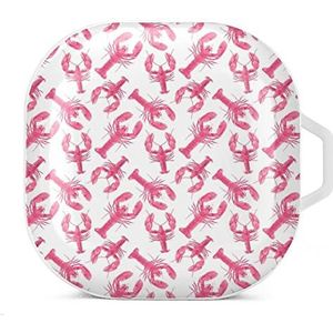 Roze kreeft oordopjes hoesje compatibel met Samsung hard shell beschermhoes wit stijl