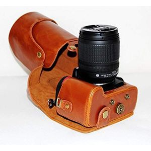 Vintage PU lederen cameratas tas voor Nikon D3200/3300/3400, D5300, D5500/5600, D7000/7100/7200, P900S (3 kleuren optioneel), Lichtbruin, D5300