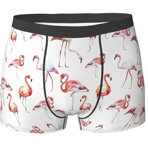 EdWal Schilderij Flamingoprint Atletisch Ondergoed voor heren, Herenondergoed, Boxerslip, Zacht Ondergoed, Zwart, XXL