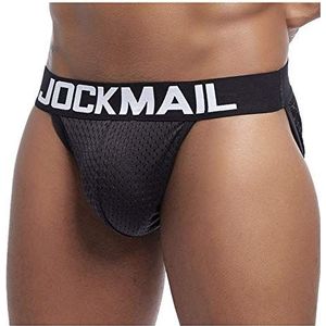 JOCKMAIL Sexy Heren Ondergoed Slips Mesh Sexy Heren Slips Bikini's Comfortabele Heren Shorts Mannelijke Slipje, Zwart, L