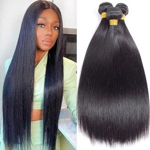10a Brazilian Hair Bundles Straight Human Hair Weave Bundles Brazilian Straight Hair 3 Bundles Natual Black Color 300g Total 10 12 14 inch Romface