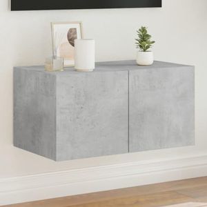 AJJHUUKI Entertainment Centra & TV Stands TV Wandkast met LED Verlichting Beton Grijs 60x35x31 cm Meubels