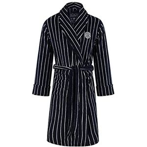 Tokyo Laundry Heren Towncraft Gestreepte zachte fleece ochtendjas, marineblauw, M