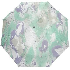 Marmer Paars Groen Steen Automatische Opvouwbare Paraplu UV-bescherming Auto Open Sluiten Opvouwbare Zonneblokkering Paraplu's voor Reizen Vrouwen Jongens Meisjes