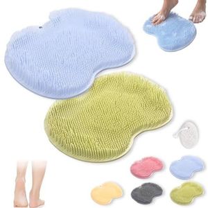 Rufenpurify Siliconen douchevoetschrobbermat, Solespa handsfree siliconen voetschrobbermat, Shopellox voetschrobbers met antislip zuignappen en afvoergaten, gemakkelijk schoon te maken (2 stuks A)