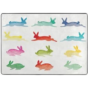 YJxoZH Regenboog konijn print thuis tapijten, voor woonkamer keuken antislip vloer tapijt zachte slaapkamer tapijten-148 x 203 cm