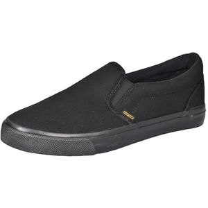 Crosshatch Mannen Trainers Slip On Canvas Plimsolls Pumps Casual Platte Gym Schoen, Zwart Mono, 40.5 EU