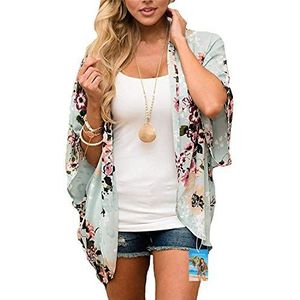 YULOONG Womens Cover Ups Chiffon Bloemenprint Kimono Losse Sjaal Vest Boho Zomer Casual Blouse Top Sexy Strand Badmode Capes