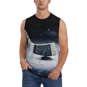 Hockeystick Heren Vesten Bodybuilding Atletische Zomer Workout Tank Top Mouwloos T-shirt Fitness Tank Running Gym Vest Sneldrogend, 3 D, XXL
