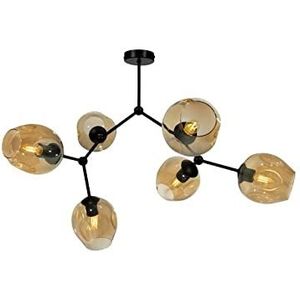 Light-Home Praga Industrieel Pendellamp - Moderne Hanglampe voor Woonkamer, Slaapkamer Eetkamer en Keuken - Metaal en glas - 6 Lampen - Honing