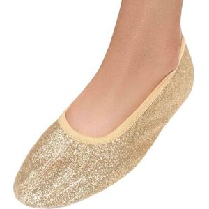 Lappade Gymnastiekschoenen, balletschoenen voor dames, heren, meisjes, jongens, met glinsterende rubberen zool, goudkleurig, 27 EU
