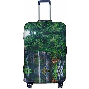UNIOND Groene stroom klif bedrukte bagage cover elastische reiskoffer cover protector fit 18-32 inch bagage, Zwart, S
