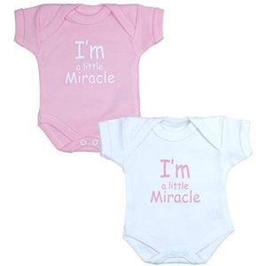 Premature Vroege Babykleding, pak van 2 rompertjes/vesten 1,5-7 lbs I'm a Little Miracle' roze of blauw, roze, 38-44