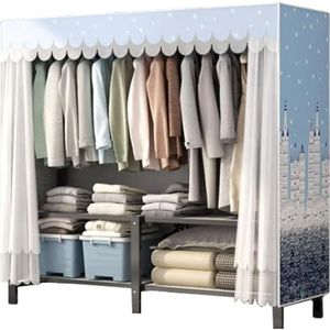 Opvouwbare stalen kledingkast met ophangstangen Draagbare kledingkast voor slaapkamer Hangende mode-kledingkast