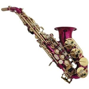 voor Beginner Saxofoon Treble Saxofoon B Flat Small Bend Neck Pink Body Gold Keys Muziekinstrument Professioneel Met Koffer (Color : Light yellow)