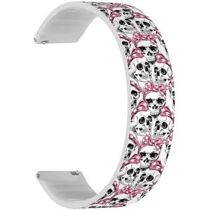 RYANUKA Solo Loop Strap Compatibel met Amazfit Bip 3, Bip 3 Pro, Bip U Pro, Bip, Bip Lite, Bip S, Bip S lite, Bip U (Skull Pink) Quick-Release 20 mm rekbare siliconen band band accessoire, Siliconen,