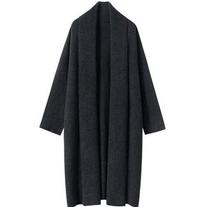 Dames Lange Kasjmier Cardigan, Zachte Oversized Wikkeltrui Met Sjaalkraag Winterjas(Dark grey)