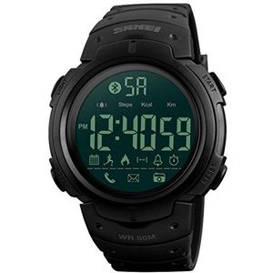 Men's Waterproof Sport Army Alarm Date Analog LED Digital Wrist Watch With Bluetooth/Remote Control Camera/Social APP Reminder (Black)
