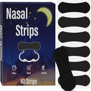 Neusstrips om te snurken (40 stroken), extra sterkte neusstrip om te slapen, sterke neusstrips tape, universele pasvorm, extra sterkte, zwart