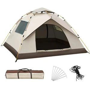 Four Seasons Family Outdoor Camping Tent, pop-up tent waterdicht, zonnescherm, UV-bestendig, geschikt voor 3 of 4 personen kamperen, picknick, vissen (kleur: B, maat: 210 x 200 x 135 cm)