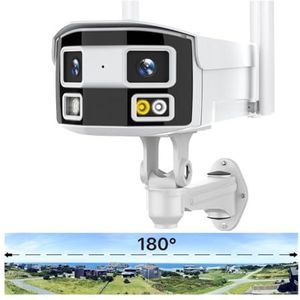 Groothoek beveiligingscamera, 4K 8MP IP-camera WiFi 180 ° breed zicht Buiten Wifi-bewakingscamera 4MP Dual-Lens Kleur Nachtzicht CCTV-beveiliging Eenvoudig in te stellen (Color : Set 1, Size : 4MP W