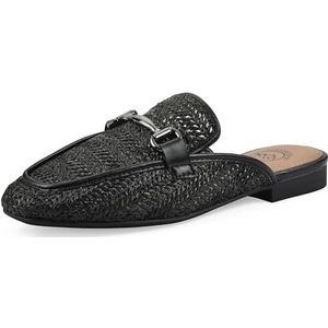 WHITE MOUNTAIN Loafer met pompons voor dames, Zwart glad, 38 EU